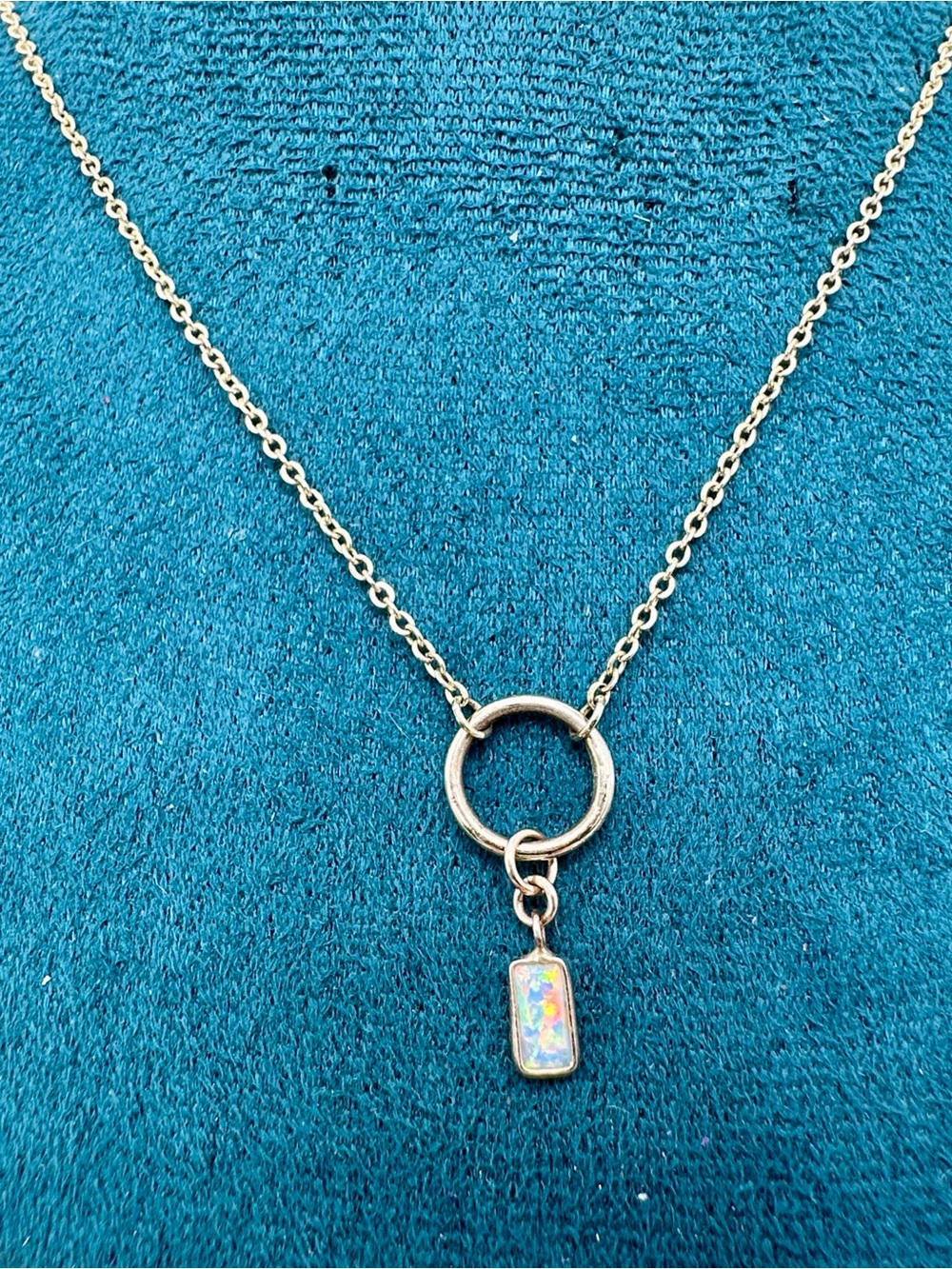 Gold Ring Opal Pendant Necklace